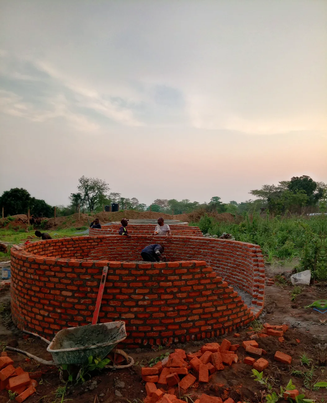 Processing tank masonry construction
